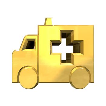 ambulance symbol in gold - 3d made