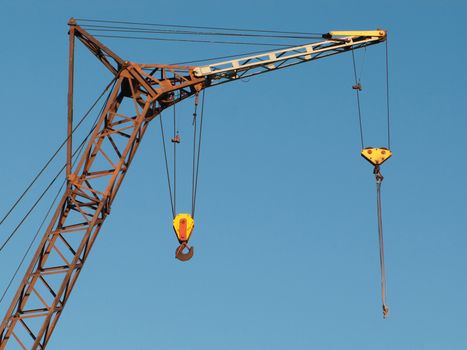 Tower crane with steel hook building metal construction