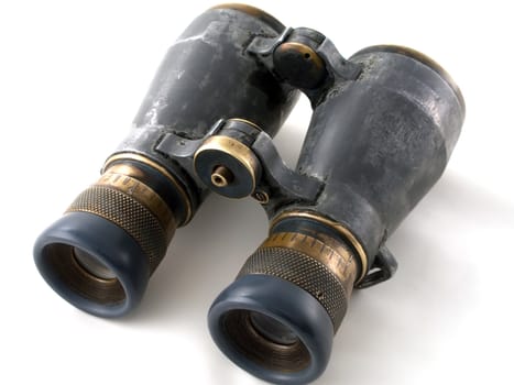 Looking binoculars lens isolated on white concepts