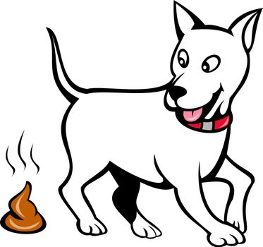 illustration of a dog with poo isolated on white