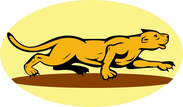 illustration of a puma or mountain lion prowling