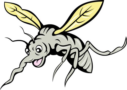 illustration of a cartoon mosquito flying isolated on white background