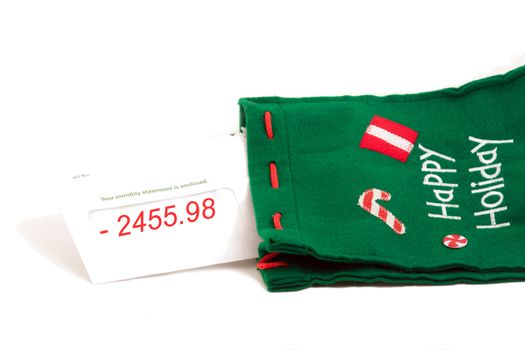 bank statement notice for the holidays in christmas sock