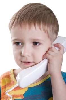 Communication - little child talking telephone