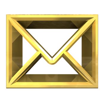 envelope email symbol in gold (3d made) 