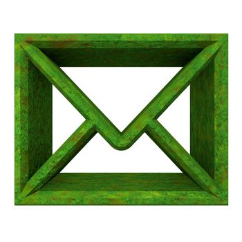 envelope email symbol in grass (3d made) 