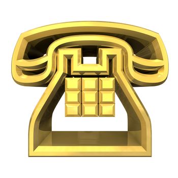 phone symbol in gold - 3D made