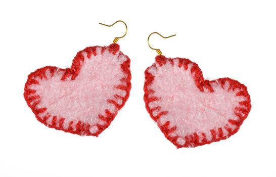 A set of knitted accessories. Isolated on a white background. Collage. 