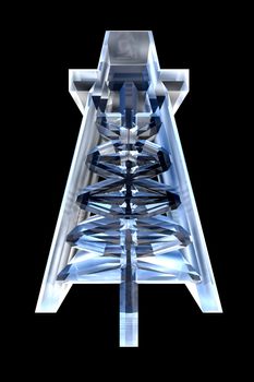 3d made Oil Drill Icon in glass
