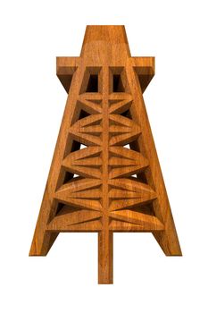 3d made - Oil Drill Icon in wood 