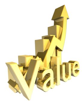 Statistics graphic in gold - 3d made