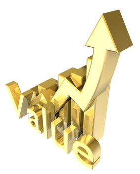 Statistics graphic in gold - 3d made