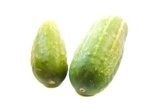 Couple of green cucumber isolated on white background. Healthy natural nutrition.