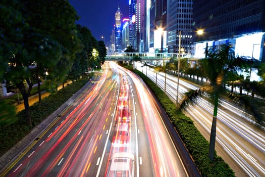 traffic in city at night