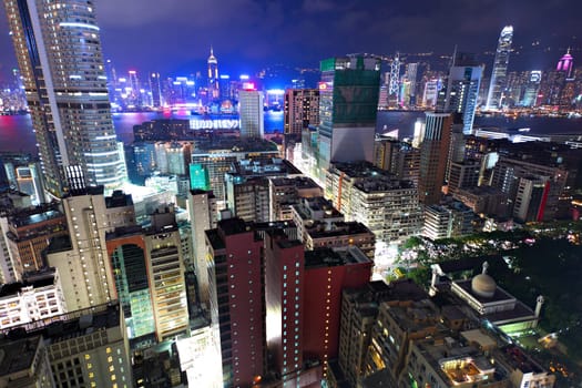 Hong Kong downtown city at night