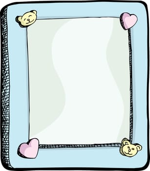 Cute picture frame with hearts and bears on border
