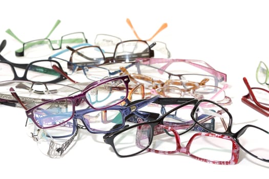 a lot of glasses on white background