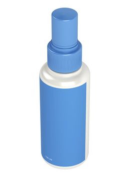 Blue bottle spray isolated on white background