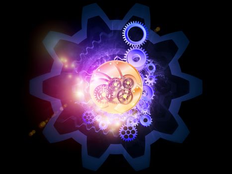 Abstract gears background suitable as a backdrop for projects on technology, technological, mechanical, engineering  and industrial processes