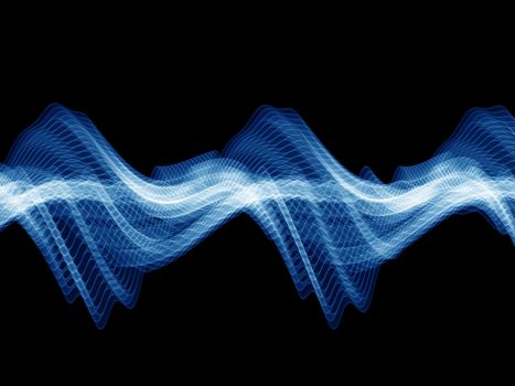 Abstract sound wave rendered in blue against black background