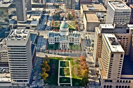 Aerial view of the city of St. Louis, Missouri