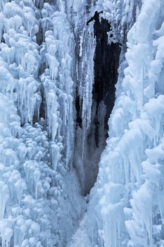 Image of beautiful icicles from frozen waterfall