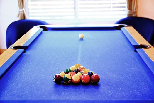 pool ball on old pool table