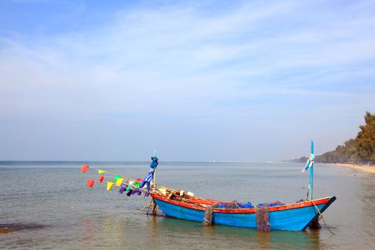 fisherman boat park on the beach