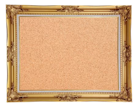 isolated cork notice board with vintage frame