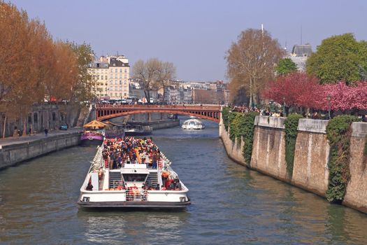 Tourist cruise boat in Paris France