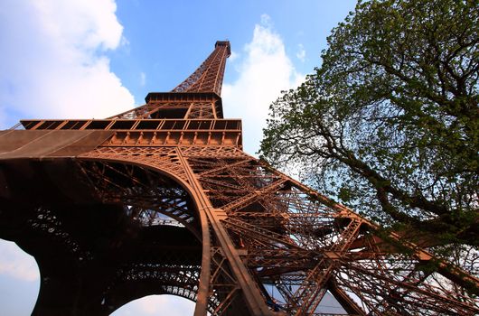 Eiffel Tower with blue sky