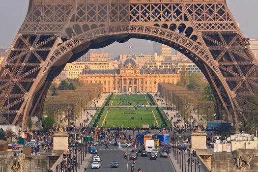 Arch of Eiffel Tower from Trocadero, Paris France