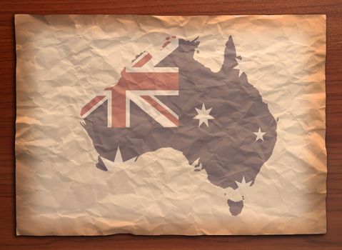 Australia Map with flag on recycle vintage paper craft