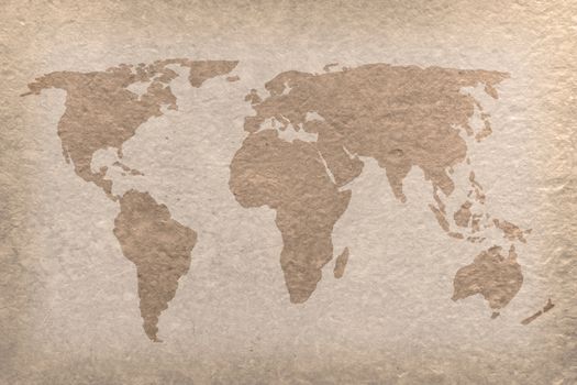 vintage world map on paper craft (map from NASA)