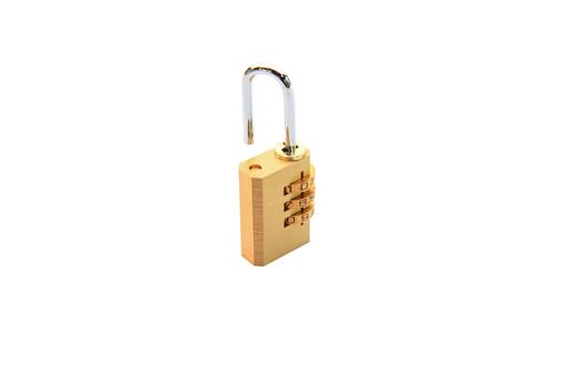 open metallic numeric padlock isolated on white