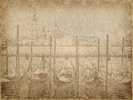 vintage Paper with gondola in Venice