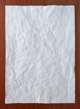 Wrinkled White paper attach on wooden board, Vertical