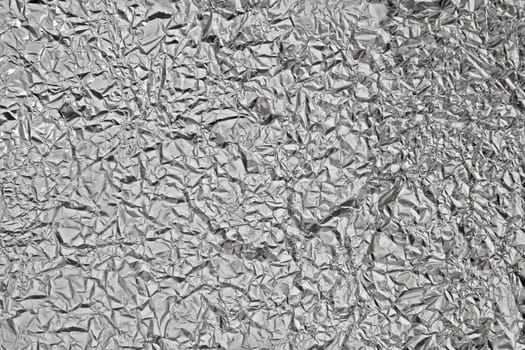 Pattern of Wrinkled Silver Aluminum Foil Paper using as background