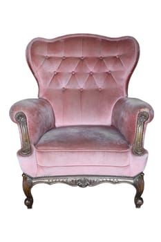 Vintage Armchair Pink Fabric Classical Style Sofa with clipping path