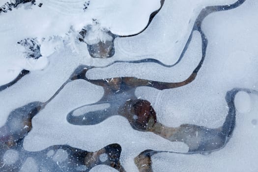 Image of frozen lake with icy pattern