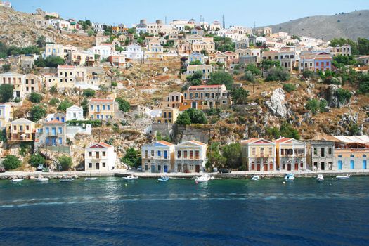 Greece. Dodecanesse. Island Symi (Simi). Colorful houses 