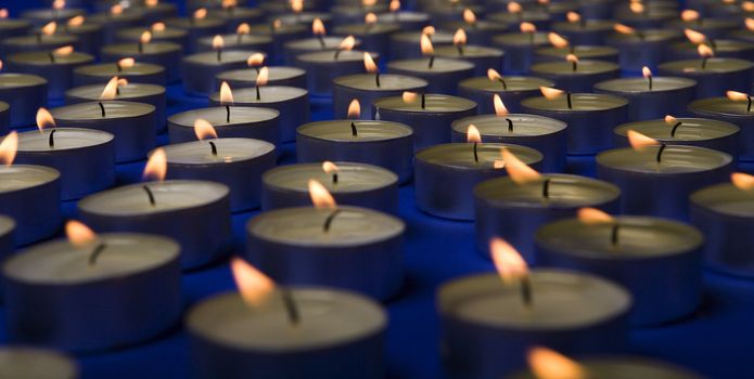 Large group of candles full frame