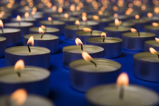 Large group of candles full frame