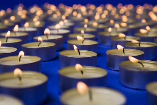 Large group of candles full frame