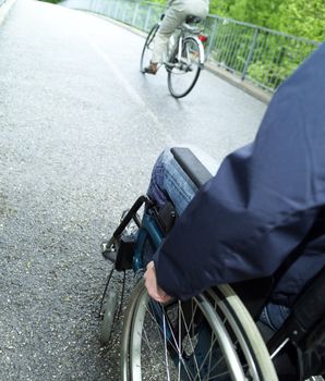 Close up of a man in wheel chair