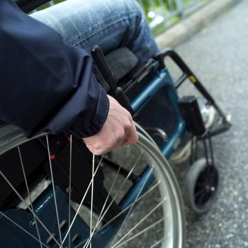 Close up of a man in wheel chair