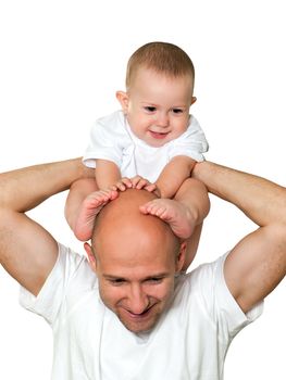 Father and little smiling child in family hapiness