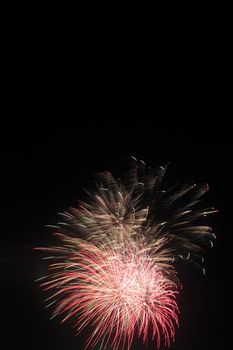 Japanese traditional fireworks in the night sky 