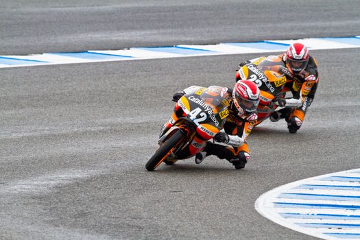 JEREZ DE LA FRONTERA, SPAIN - NOV 20: 125cc motorcyclist Alex Rins takes a curve in the CEV Championship race on November 20, 2011 in Jerez de la Frontera, Spain.