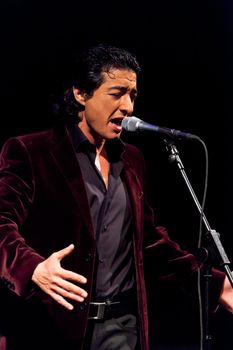 CADIZ, SPAIN - NOV 25: Juan Valderrama performing on the concert  of the IX Festival os spanish music on November 24, 2011, in the Gran Teatro Falla, Cadiz, Spain